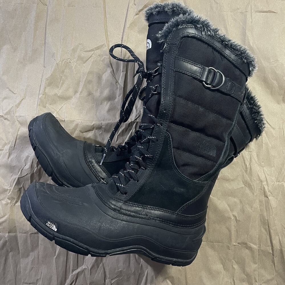 The North Face Shellista II Tall Winter Boots Black Faux Fur Women’s Size 7
